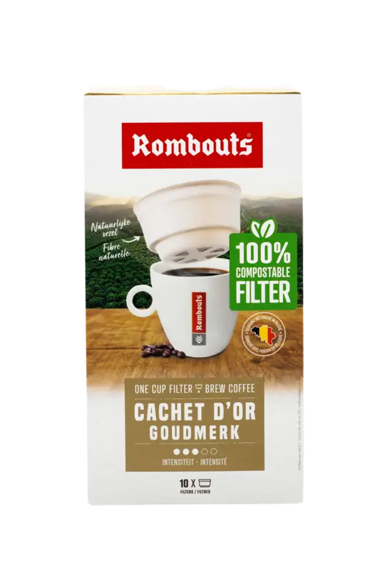Rombouts Goudmerk one cup filter bel