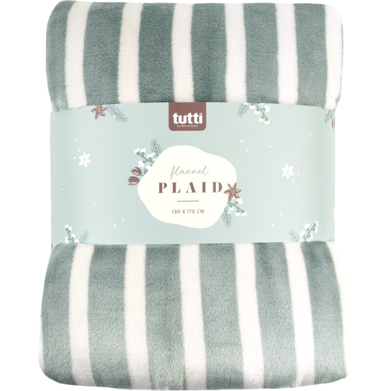 Een afbeelding van Tutti Mistral Home Plaids streep groen 130x170cm
