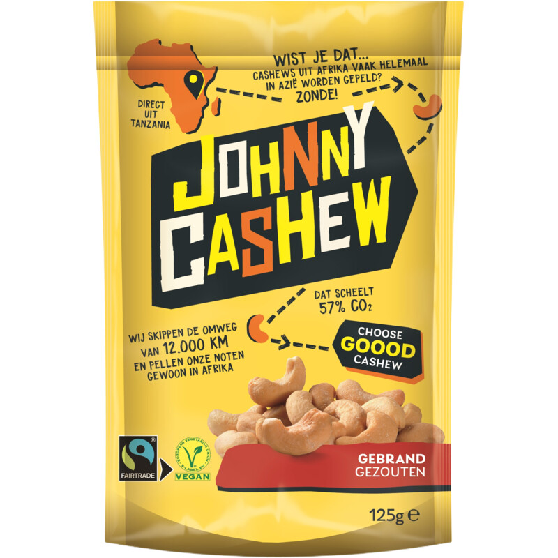 Een afbeelding van Johnny Cashew Gebrand gezouten