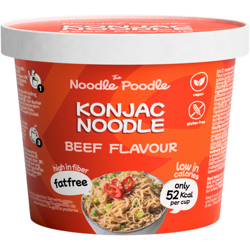 Een afbeelding van The noodle poodle Konjac noodle beef flavour