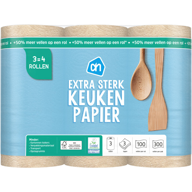 Een afbeelding van AH Keukenpapier extra sterk 3=4 rollen