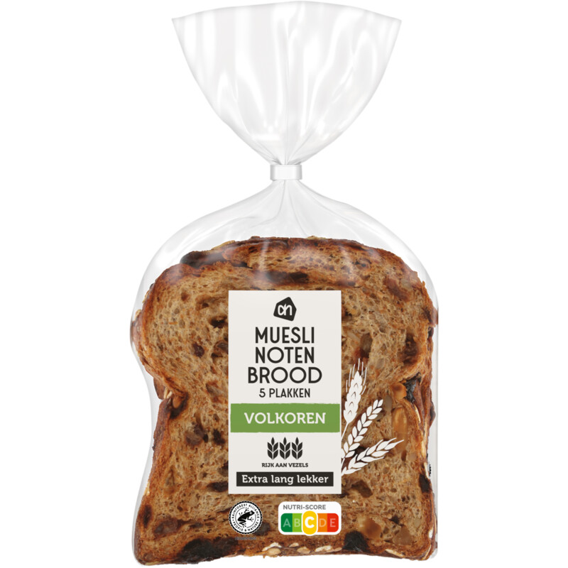 Een afbeelding van AH Volkoren muesli notenbrood plakken