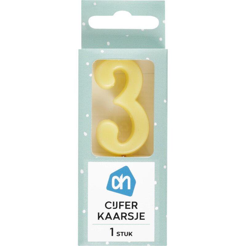 Een afbeelding van AH Kaars cijfer 3 kleur