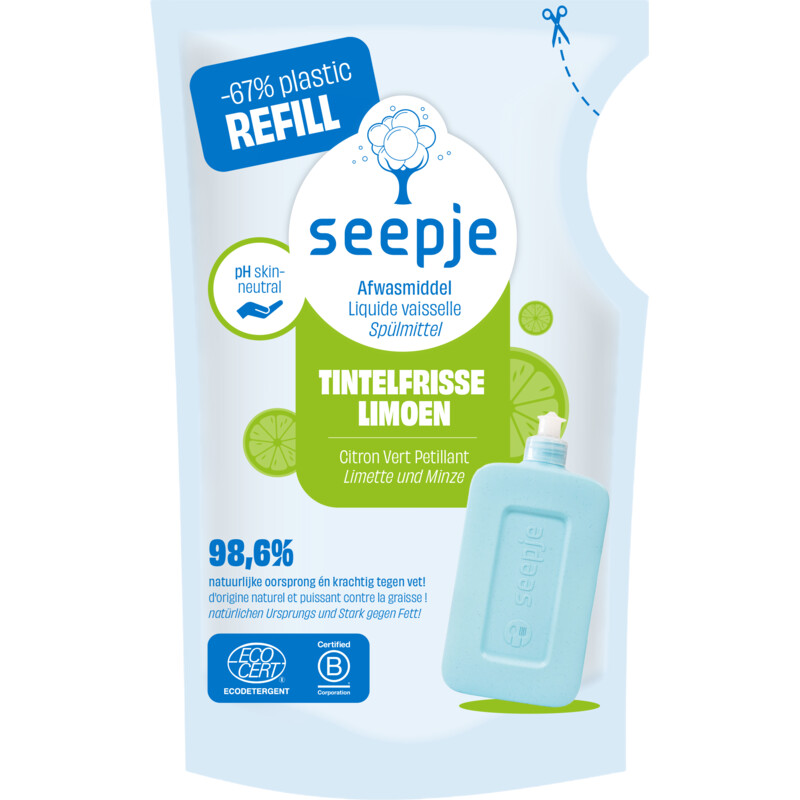 Een afbeelding van Seepje Afwasmiddel tintelfrisse limoen refill