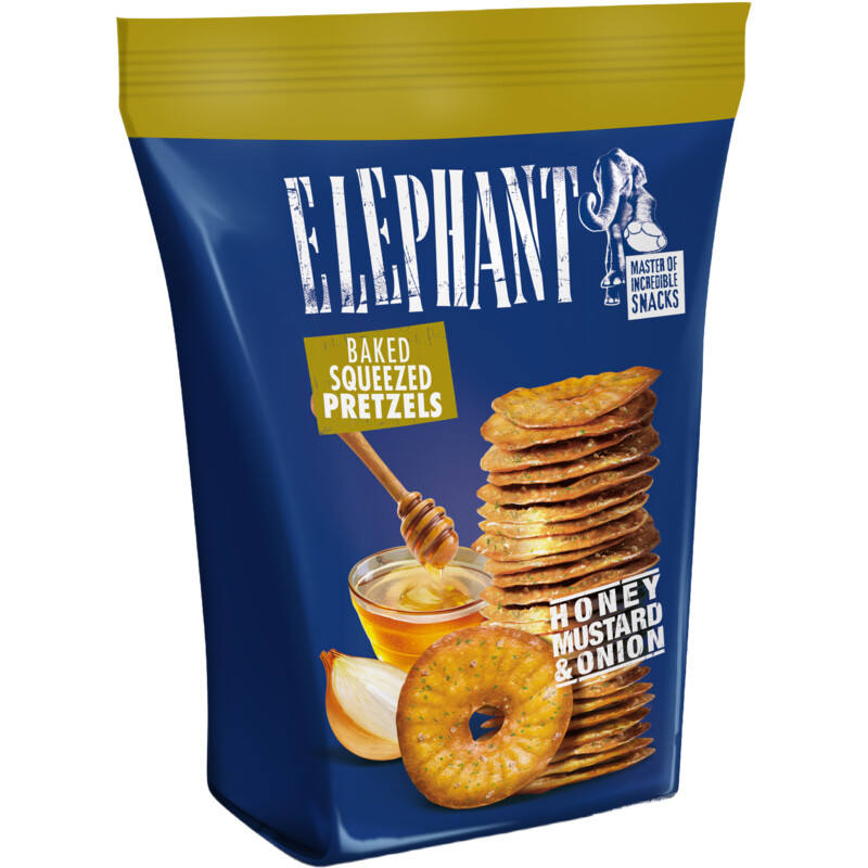 Een afbeelding van Elephant Pretzels honey mustard & onion