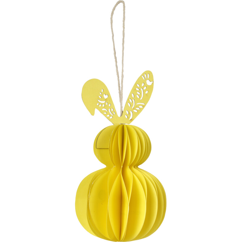 Een afbeelding van AH Honeycomb hanger haasje geel 12cm