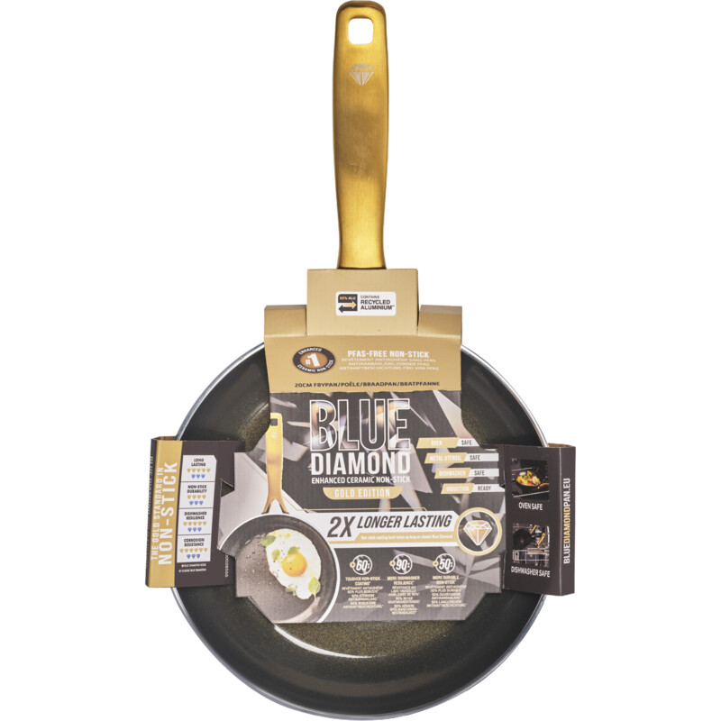 Een afbeelding van Blue Diamond Koekenpan gold diamond 20cm