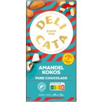 Een afbeelding van Delicata Reep pure chocolade amandel kokos