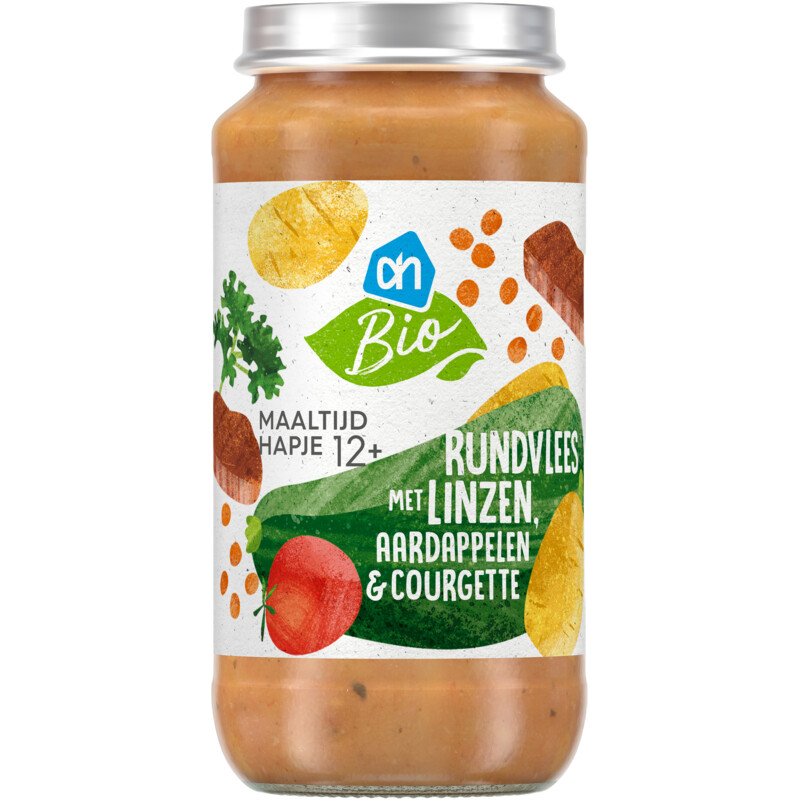 Een afbeelding van AH Biologisch Maaltijdhapje rund linzen aardappel 12+