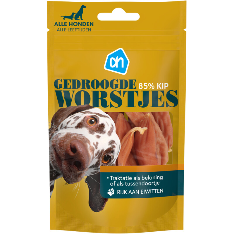 Een afbeelding van AH Gedroogde worstjes voor alle honden kip