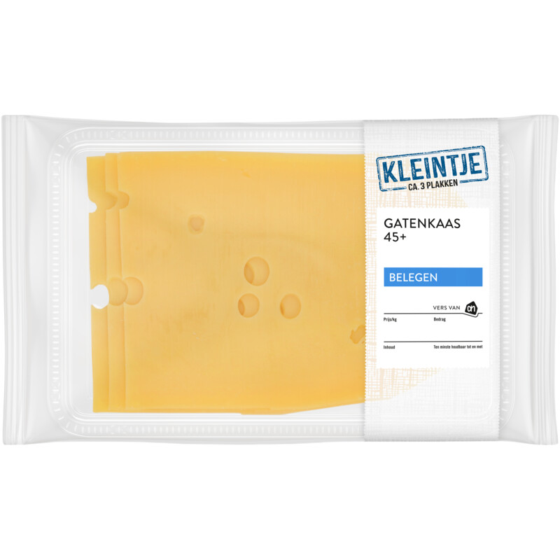 Een afbeelding van AH Kleintje gatenkaas belegen 45+ plakken