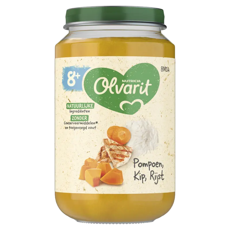 Olvarit Pompoen kip rijst 8m+