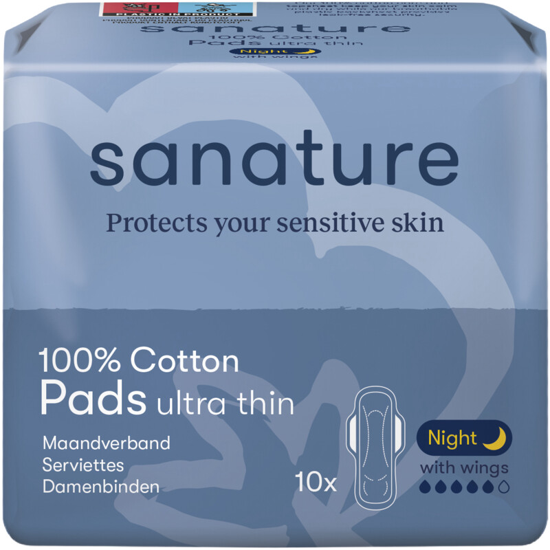 Een afbeelding van Sanature Katoenen maandverband ultra night