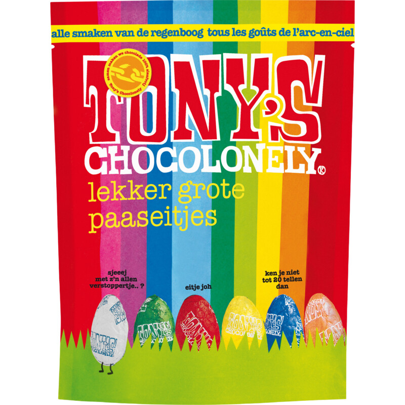 Een afbeelding van Tony's Chocolonely Lekker grote paaseitjes pouch