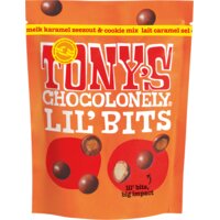 Een afbeelding van Tony's Chocolonely Lil' bits melk karamel zeezout biscuit