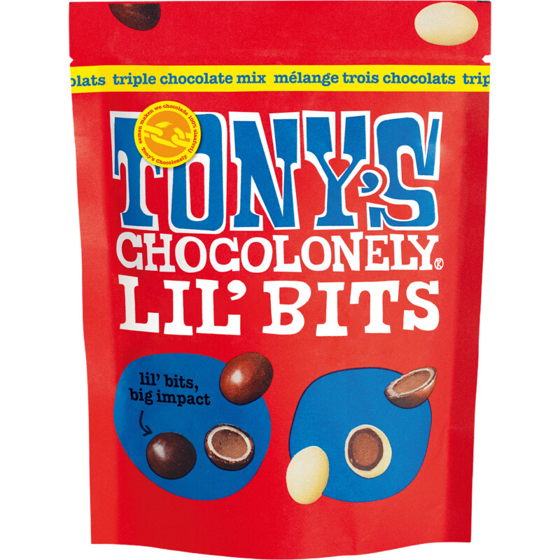 Een afbeelding van Tony's Chocolonely Lil' bits triple chocolate mix