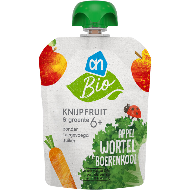 Een afbeelding van AH Biologisch Knijpfruit appel wortel 6m+