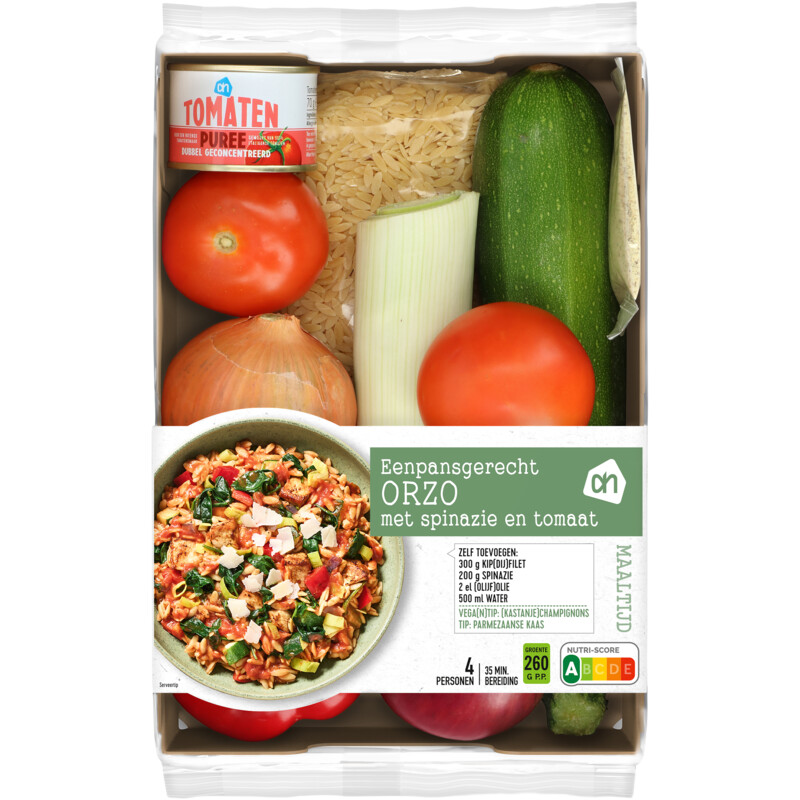 Een afbeelding van AH Eenpansgerecht orzo spinazie verspakket