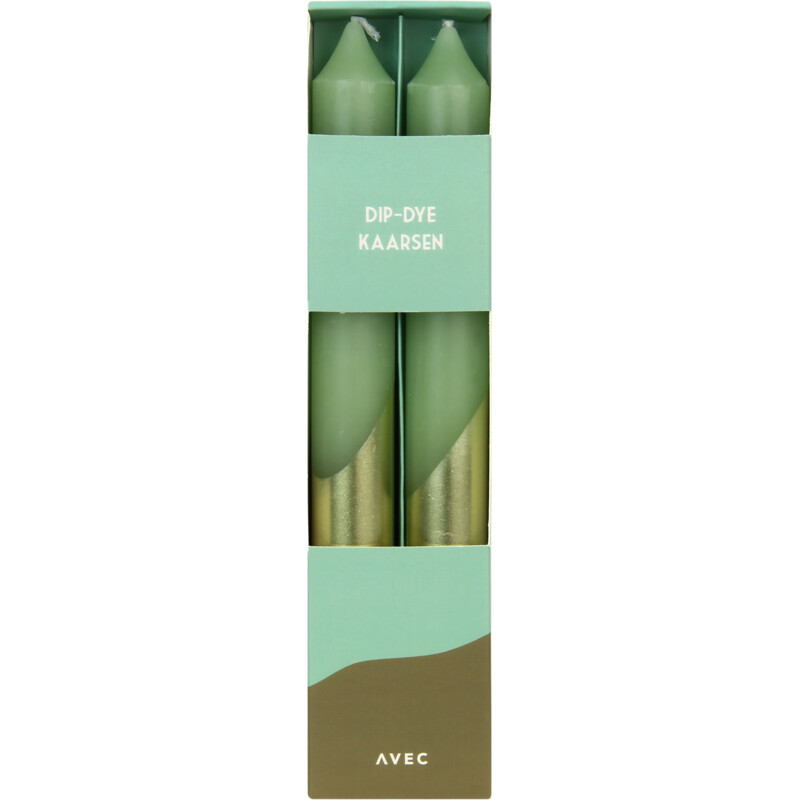 Een afbeelding van Avec Dip-dye kaars pastel groen goud