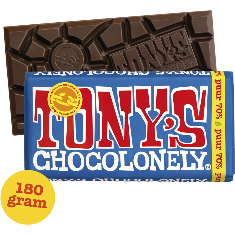 Een afbeelding van Tony's Chocolonely Reep puur 70%