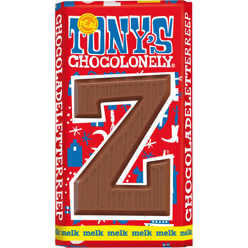 Een afbeelding van Tony's Chocolonely Melkchocolade letterreep Z