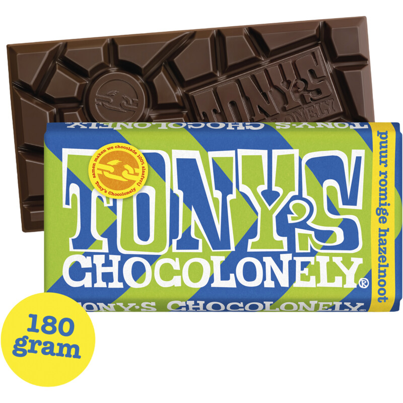 Een afbeelding van Tony's Chocolonely Reep puur romige hazelnoot