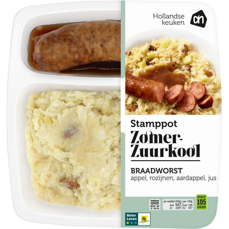 Een afbeelding van AH Stamppot zomerzuurkool braadworst