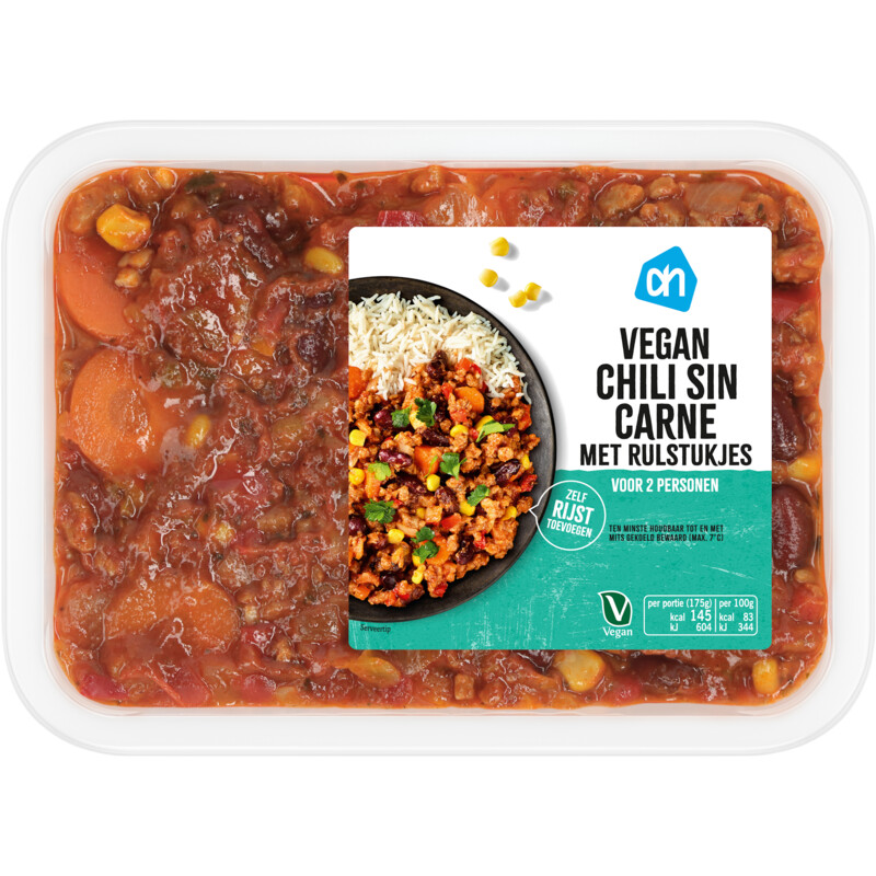 Een afbeelding van AH Vegan chili con carne met rulstukjes