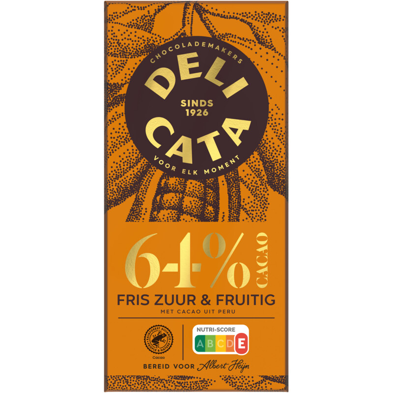 Een afbeelding van Delicata Reep puur 64% cacao