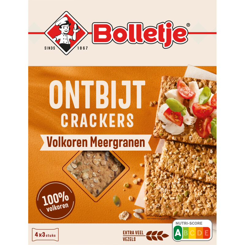 Een afbeelding van Bolletje Ontbijtcrackers Volkoren Meergranen