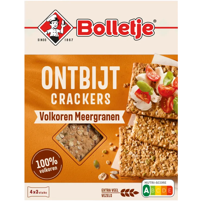 Bolletje Ontbijtcrackers volkoren meergranen