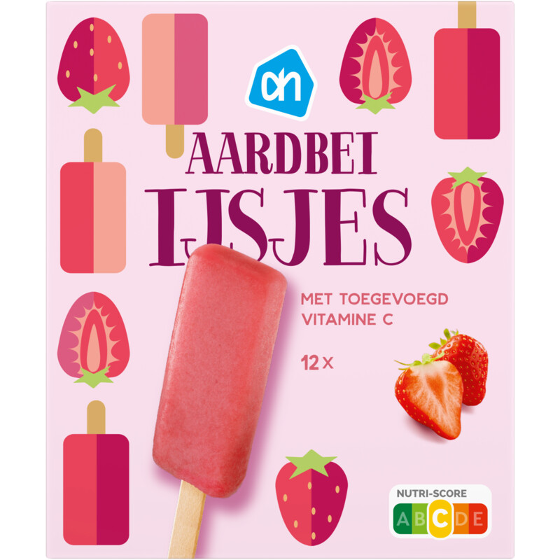 Een afbeelding van AH Aardbei ijsjes met vitamine c