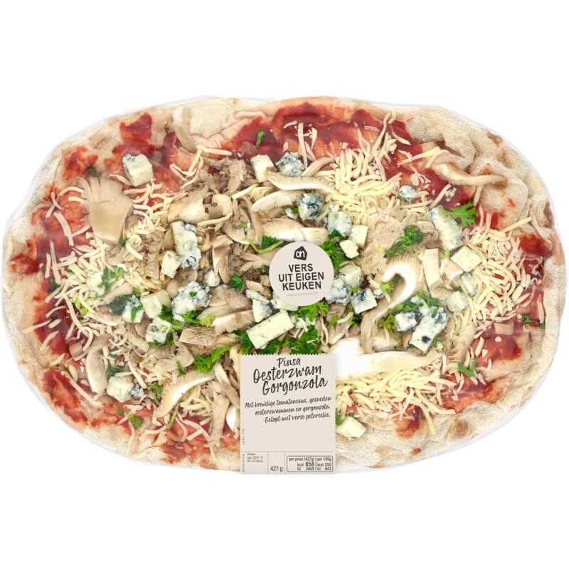 Een afbeelding van AH Verse pinsa oesterzwam blauwe kaas