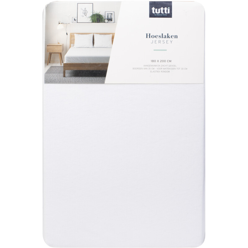 Een afbeelding van Tutti Mistral Home Jersey hoeslaken wit 180x200cm