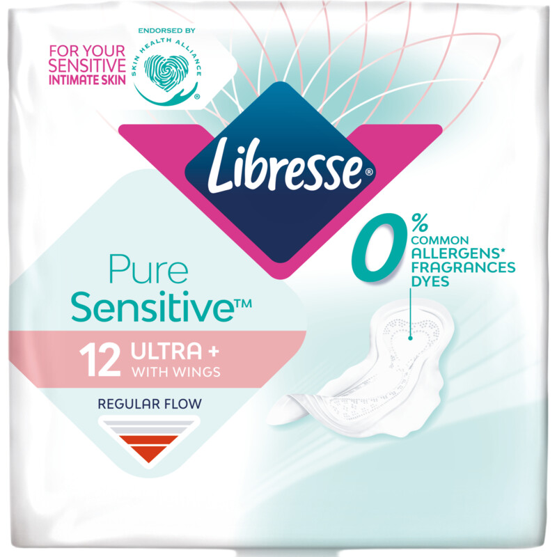 Een afbeelding van Libresse Pure sensitive ultra+ wings maandverband