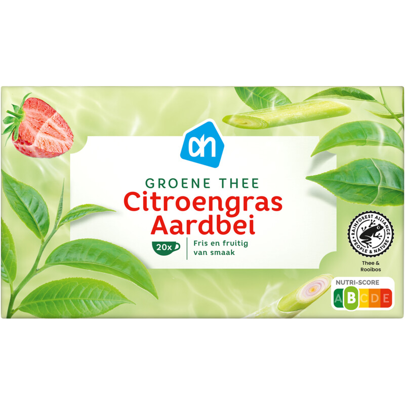 Een afbeelding van AH Groene thee citroengras aardbei