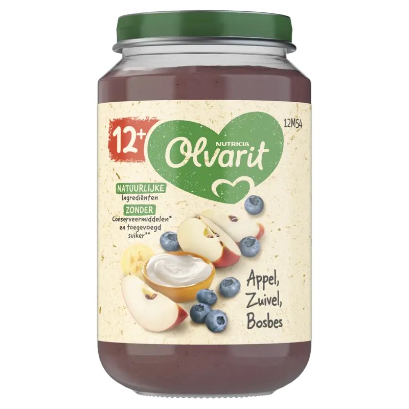 Olvarit Appel zuivel bosbes 12m+