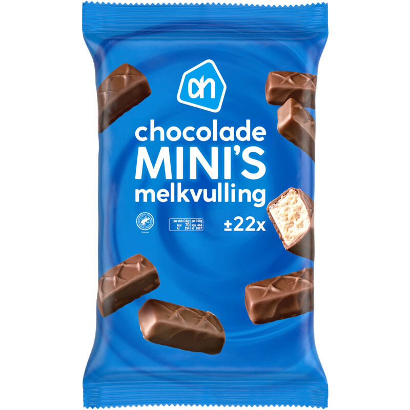 Een afbeelding van AH Chocolade mini's met melkvulling