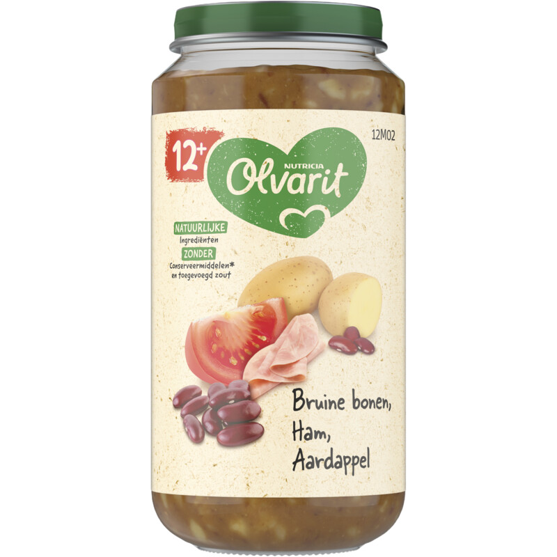 Een afbeelding van Olvarit Bruine bonen ham aardappel 12m+