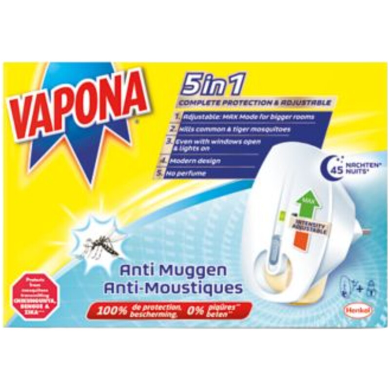 Een afbeelding van Vapona Anti muggen 5in1 bescherming bel