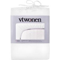 Een afbeelding van vtwonen 2 persoons hoeslaken met band wit
