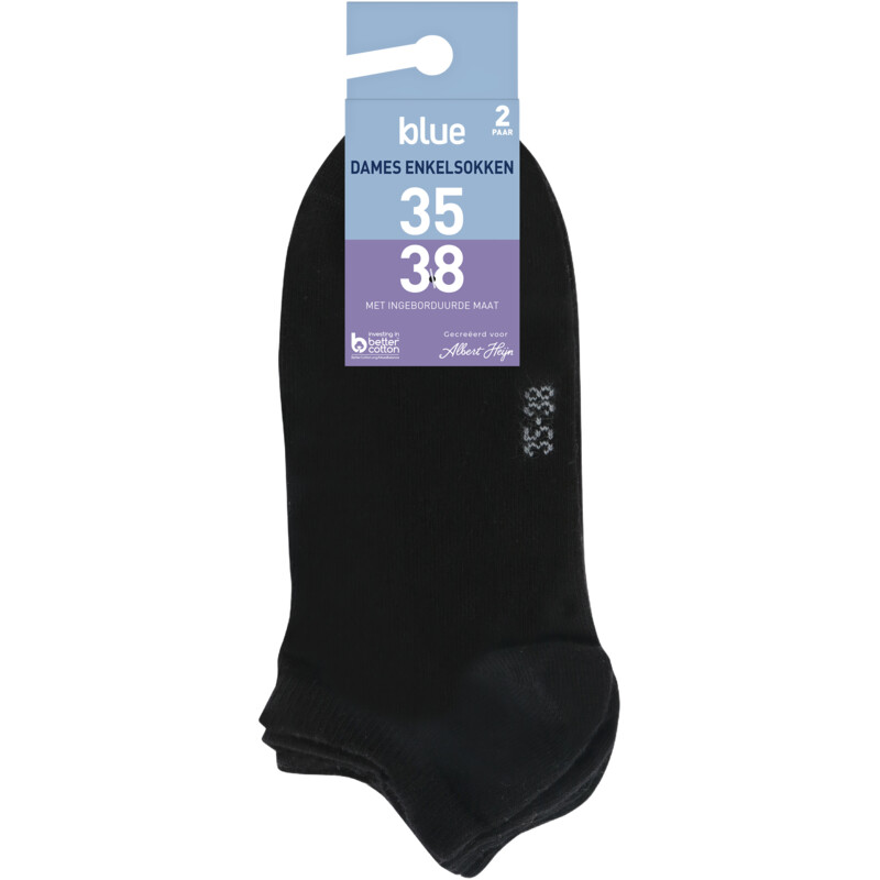 Een afbeelding van Blue Dames enkelsokken zwart 35-38