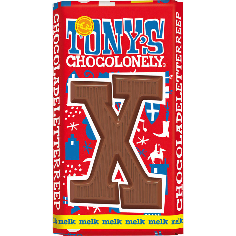 Een afbeelding van Tony's Chocolonely Melkchocolade letterreep X