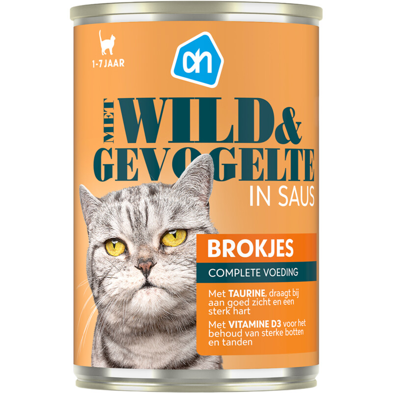 Een afbeelding van AH Blik brokjes wild gevogelte