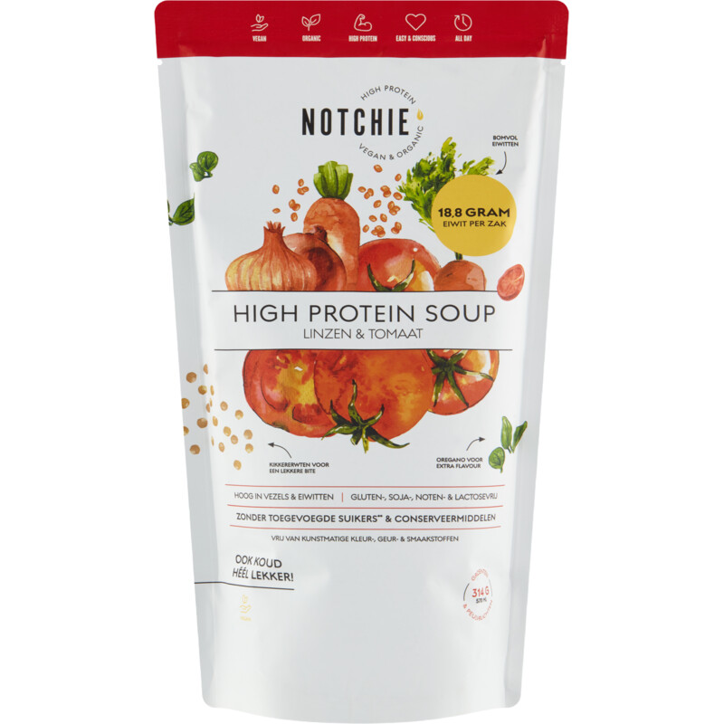 Een afbeelding van Notchie High protein soup linzen & tomaat