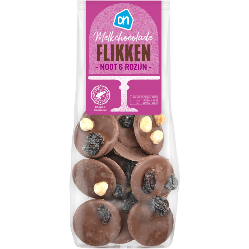 Een afbeelding van AH Melkchocolade flikken noot & rozijn