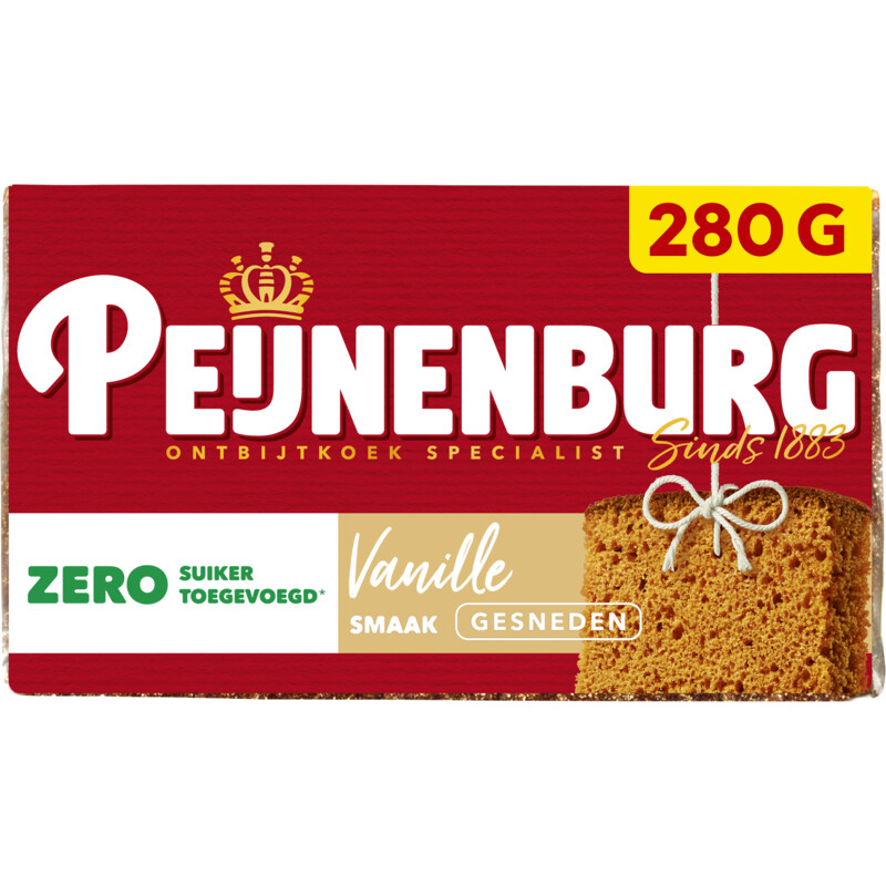 Een afbeelding van Peijnenburg Ontbijtkoek zero vanille gesneden