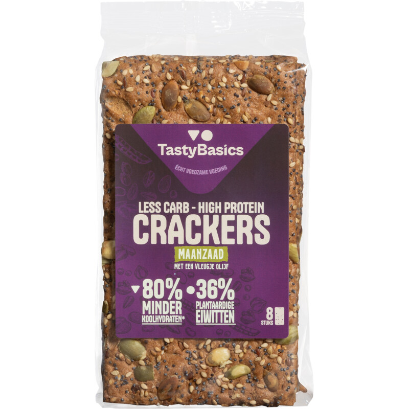 Een afbeelding van TastyBasics Low carb-high protein cracker maanzaad