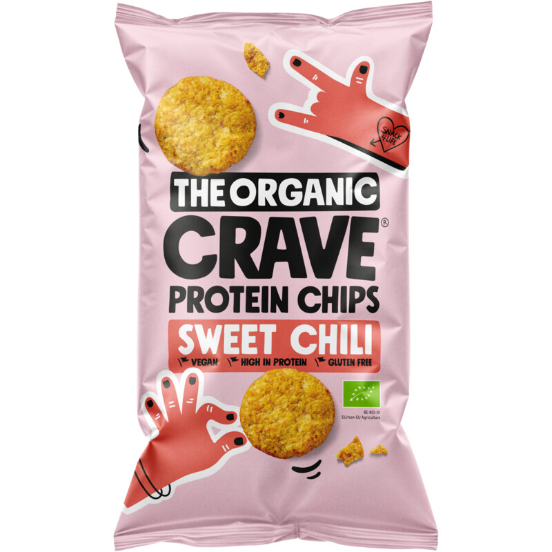 Een afbeelding van The Organic Crave Sweet chili protein chips