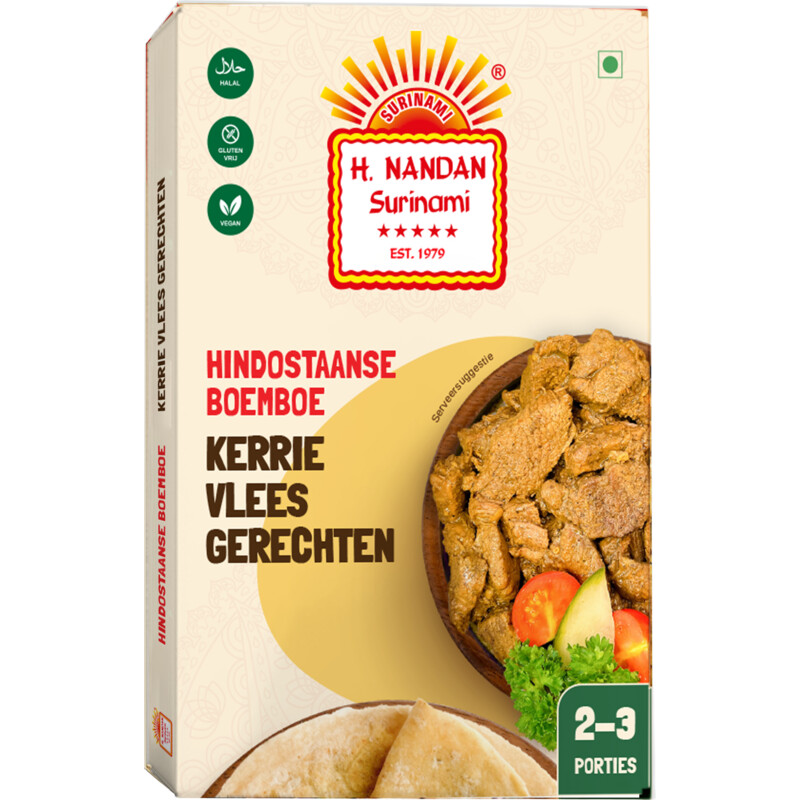 Een afbeelding van H. Nandan Hindostaanse boemboe kerrie vlees